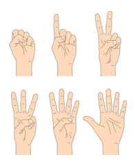 0から5の手のセット