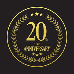 Luxury 20th years anniversary vector icon, logo. Graphic design element