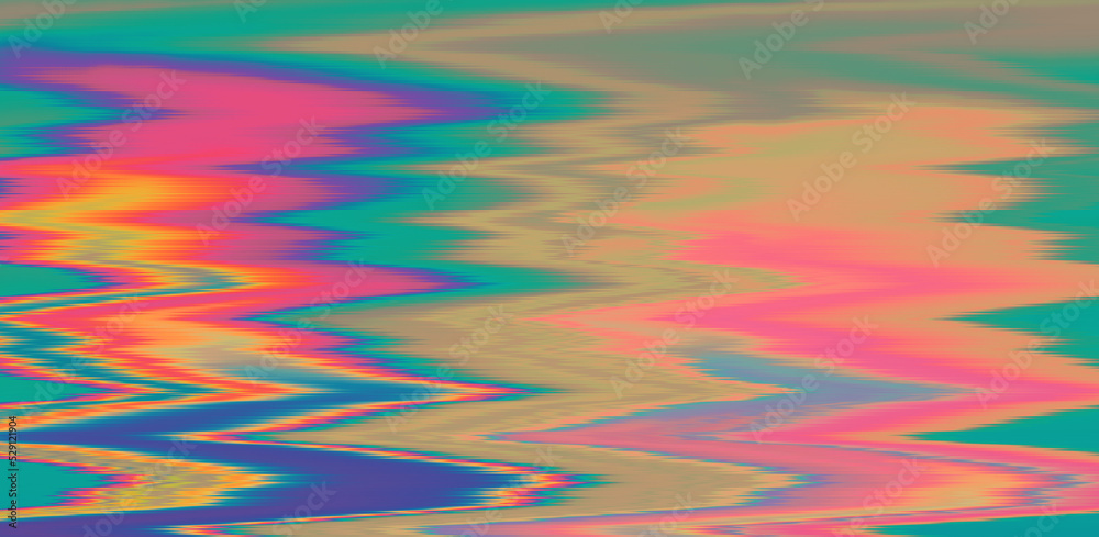 Aufkleber Glitched TV screen with distorted lines. Texture with VHS datamoshing effect.