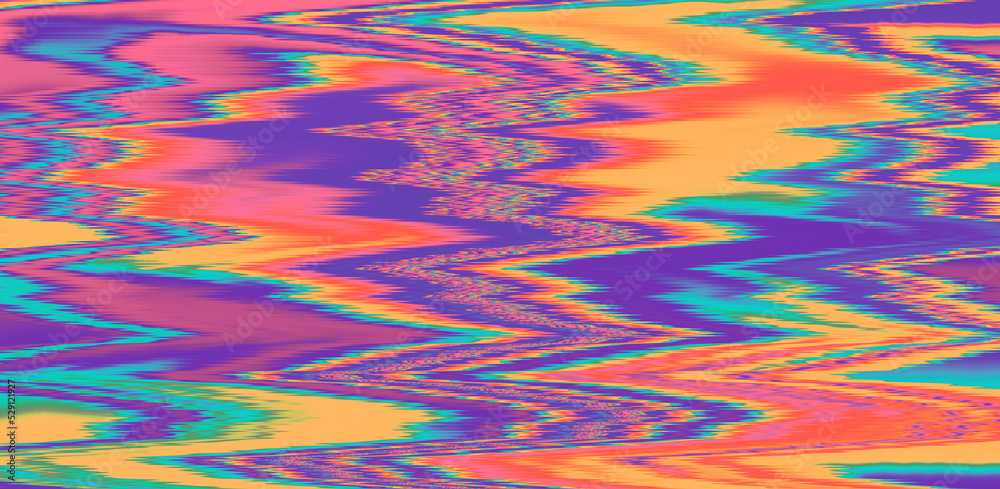 Poster Glitched TV screen with distorted lines. Texture with VHS datamoshing effect.
