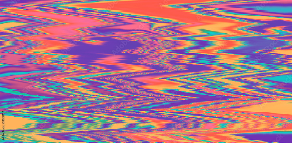 Poster Glitched TV screen with distorted lines. Texture with VHS datamoshing effect.