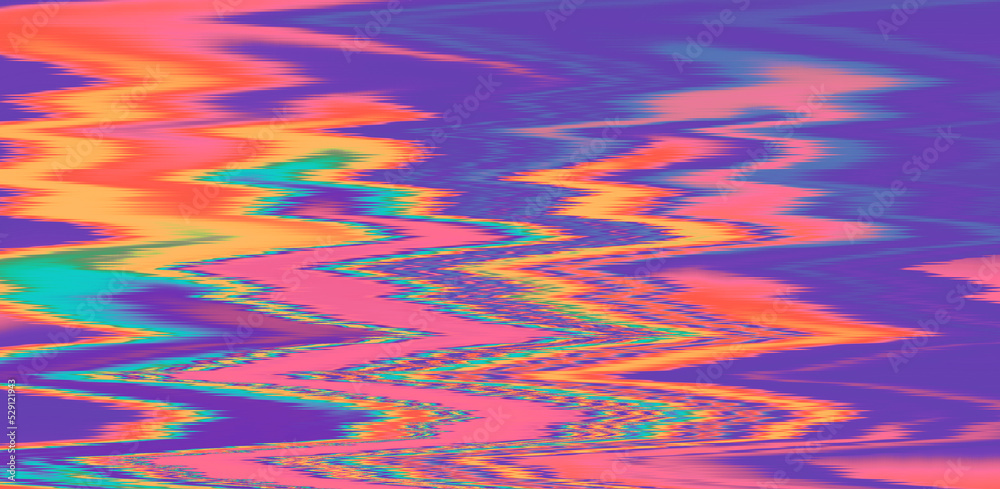 Poster Glitched TV screen with distorted lines. Texture with VHS datamoshing effect.