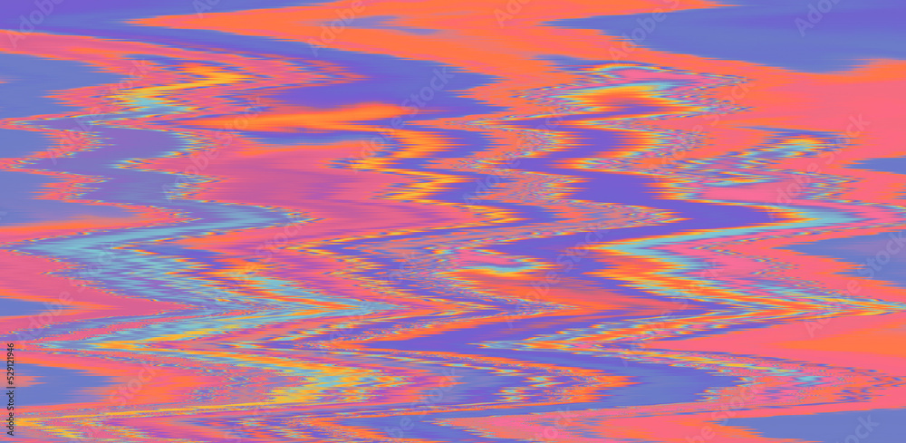 Fototapete Glitched TV screen with distorted lines. Texture with VHS datamoshing effect.