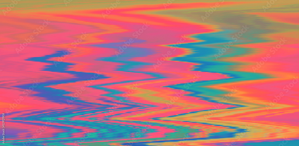 Poster Glitched TV screen with distorted lines. Texture with VHS datamoshing effect.