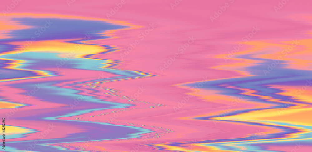 Poster Glitched TV screen with distorted lines. Texture with VHS datamoshing effect.