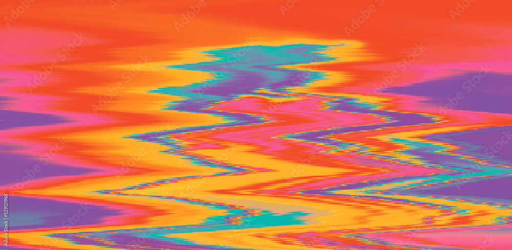 Poster Glitched TV screen with distorted lines. Texture with VHS datamoshing effect.