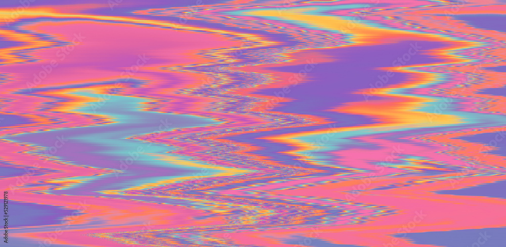 Poster Glitched TV screen with distorted lines. Texture with VHS datamoshing effect.
