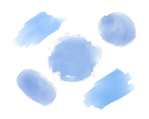 blue watercolor stains, brush strokes, elements for lettering inscriptions