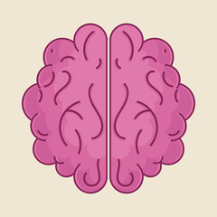 Flat illustration of a human brain.