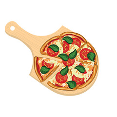 Delicious pizza Margarita on white background, top view
