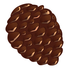 Flat Style Brown Pine Cone On White Background.