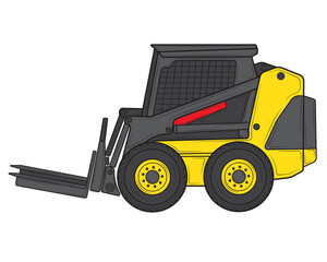 Small loader isolated on a white background. Construction machinery.Vector illustration.