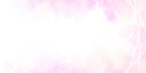Fototapeta na wymiar 春を感じる優しいピンクの水彩背景　白線あり