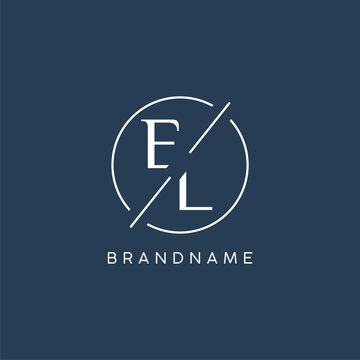 Initial letter EL logo monogram with circle line style