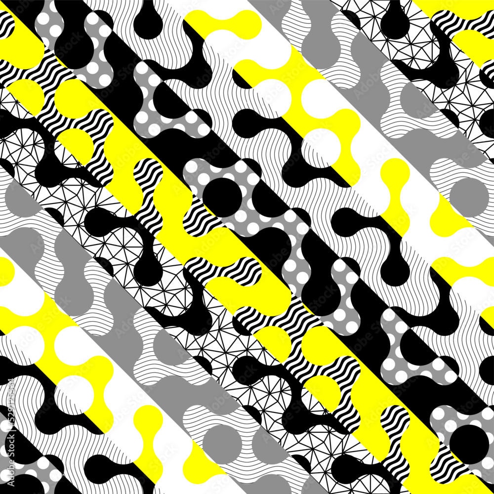 Poster Geometric abstract pattern in patchwork style. Seamless vector