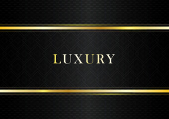 Luxury black background with geometric pattern and golden striped lines