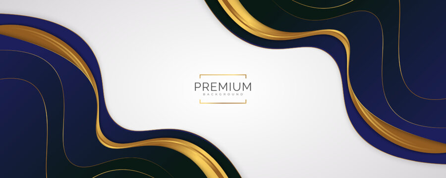 Abstract White, Blue and Gold Luxury Background. Elegant Background with Paper Cut Style