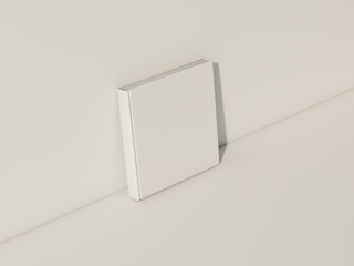 White square Book Mockup standing on white table. 3d rendering