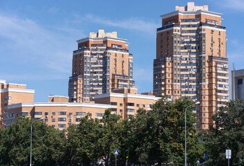 edge of home building on sky background  at dry sunny summer day
