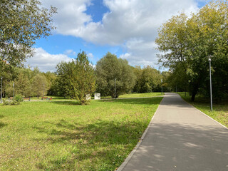 summer in city park at dry sunny day