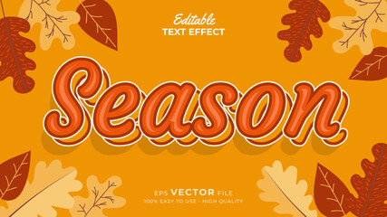 Editable text style effect - autumn text with maple leaves illustration