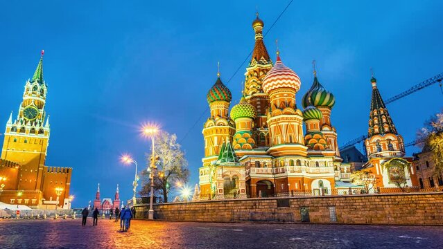 Moscow Russia Time Lapse 4K, City Skyline Timelapse At Red Square