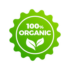 100% organic badge vector illustration logo icon clipart