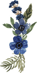 Blue Flower Watercolor Arrangement