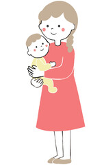 赤ちゃんを抱っこするお母さん　笑顔