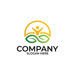 nature leaf logo concept, nature people logo template