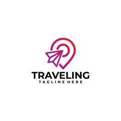 traveling logo concept, point logo template, arrow logo