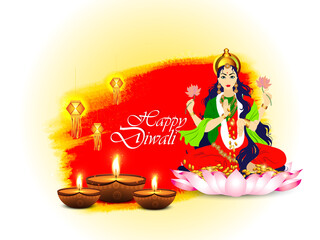 Obraz na płótnie Canvas Happy Diwali with realistic oil lamp elegant Diya, Gift card, Poster, banner, Big sale background 