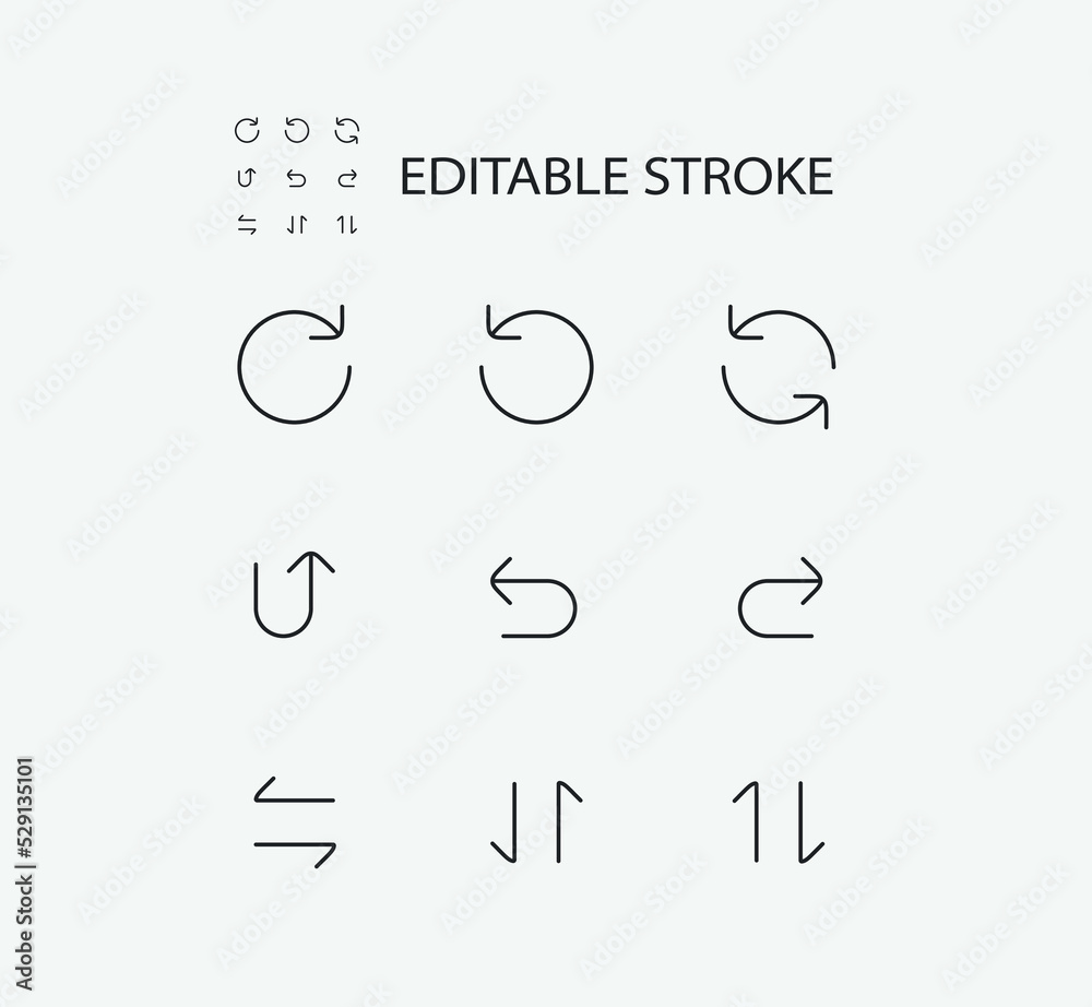 Poster simple set of arrow related vector line icons. contains such icons as arrows and circle and more. ed