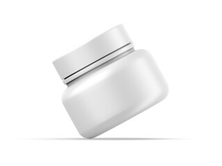 Blank cosmetics round plastic jar container for branding and mockup, 3d render illustration.