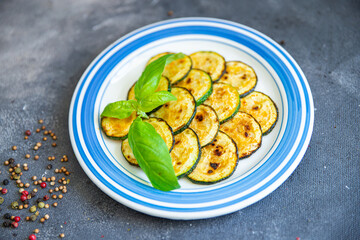 zucchini slice fried vegetable fresh meal food snack on the table copy space food background 