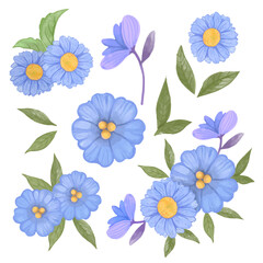 blue pattern with flowers vector