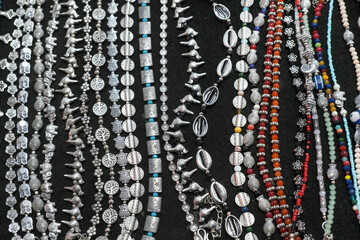 Indian Traditional jewellery displayed in a street shop for sale in Pune, Maharashtra. Indian art, Indian Traditional jewelry.