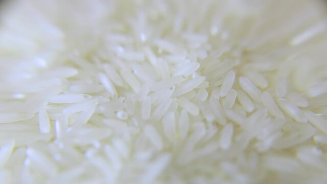 Selective focus, super macro, top view, texture, white basmati rice