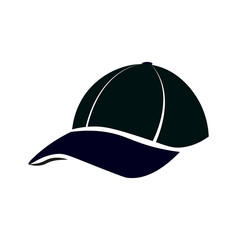 Cap icon black silhouette design isolated on white background. 