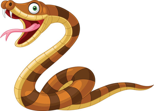 Cartoon brown snake on white background
