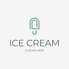 simple ice cream icon logo with monoline