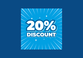 Blue color of 20 percent discount text effect