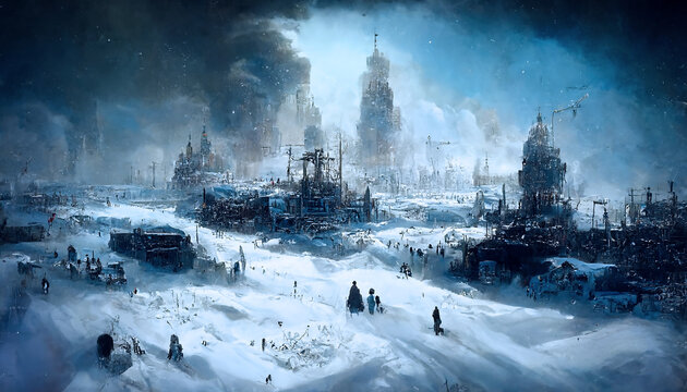 abstract dystopian winter landscape, created with generative ai
