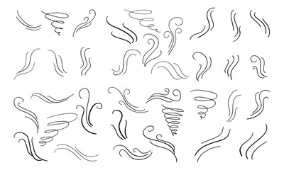 hand drawn aromas vaporize or cooking steam icons