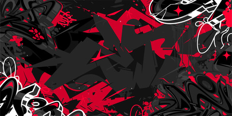 Dark Black Abstract Flat Urban Street Art Graffiti Style Vector Illustration Template Background Art © Anton Kustsinski