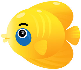 cartoon happy and funny looking fish swimming illustration for children