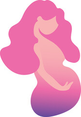 Future mother is waiting her baby. Pregnancy logo. Pregnant woman flat icon vector illustration
