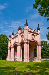 Fototapeta premium Ruins of neo-gothic Pac`s Palace in Dowspuda, settlement in Podlaskie voivodeship. Poland. The construction work began in 1820.