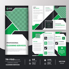 Tri-fold cleaning Service creative business company brochure design