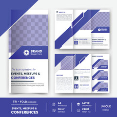 Tri-fold Business events meetups & conference company seminar brochure design